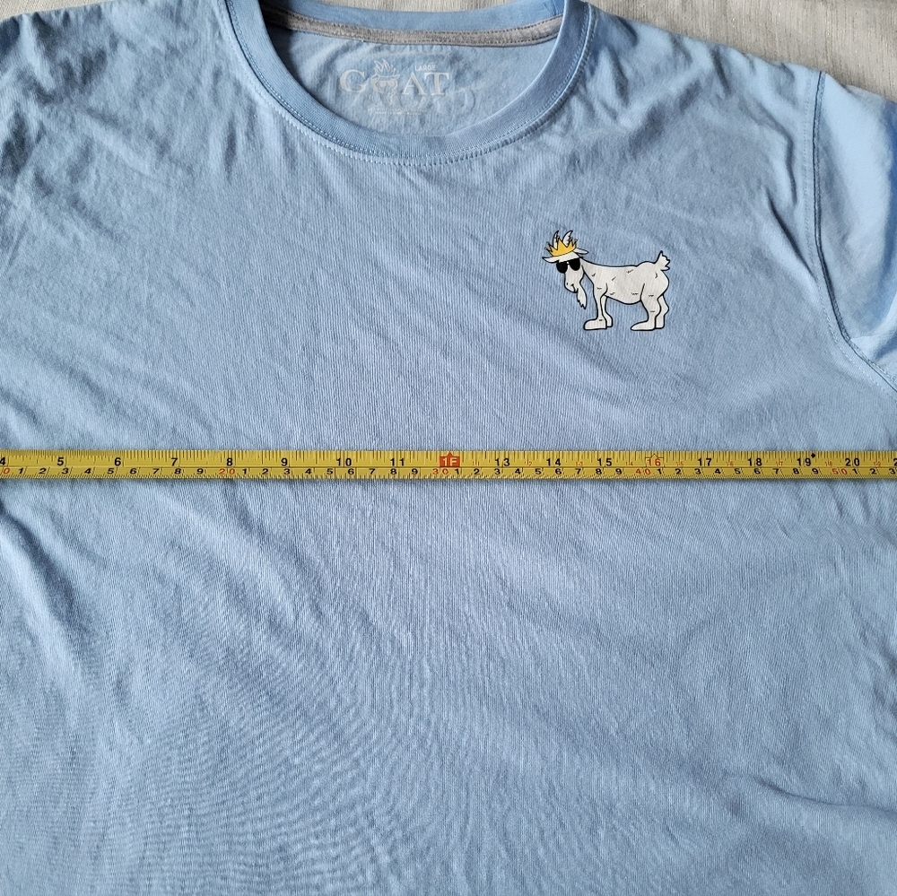 GOAT Light Blue Graphic Tee with Goat Patch Size L - Picture 6 of 9